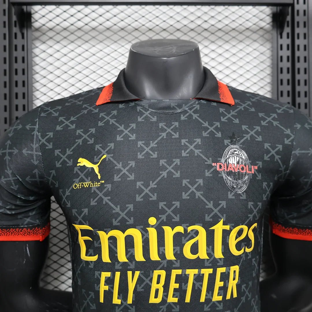 {Style No: 32614} AC Milan x Off White Fourth Black Kit 24/25 - Image 4