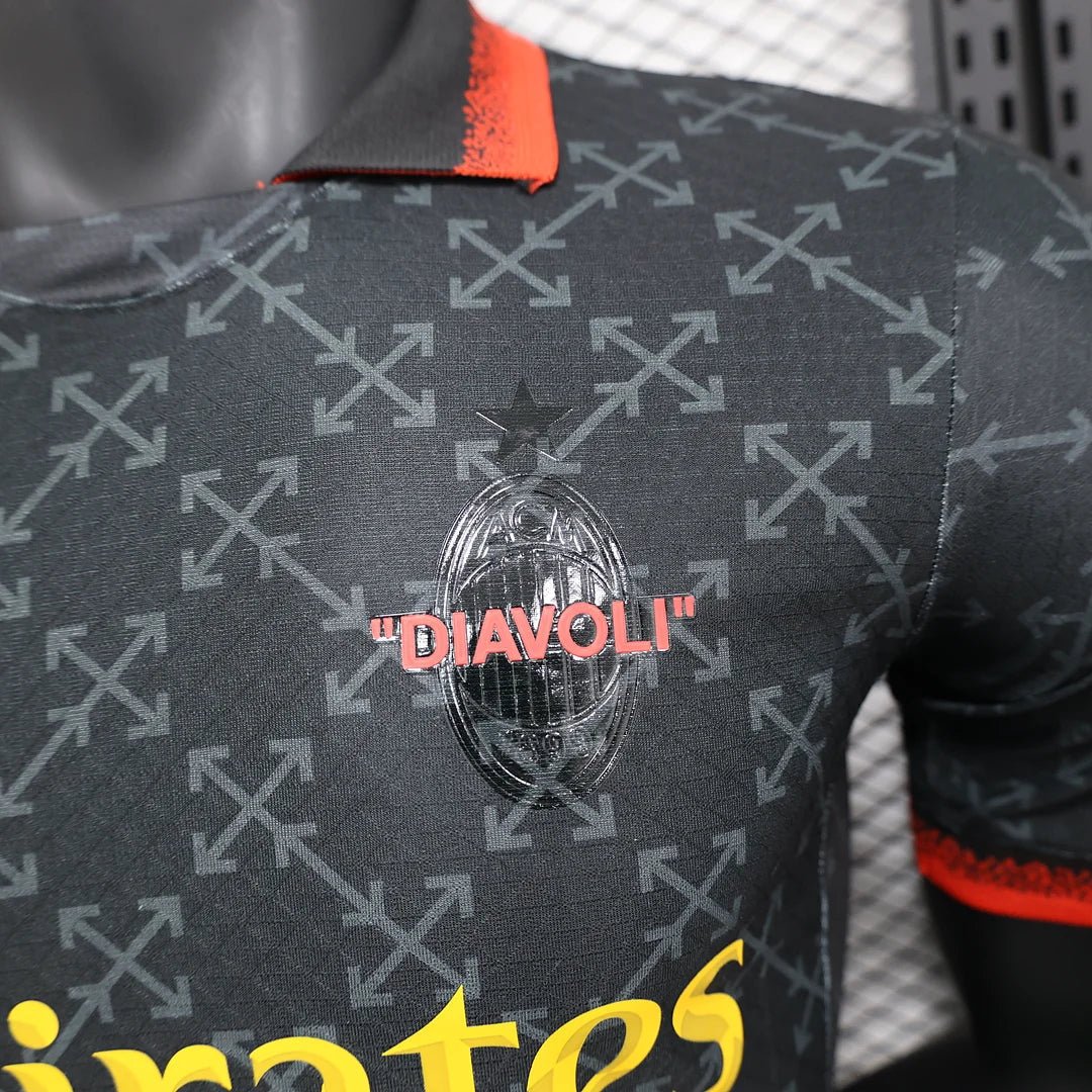 {Style No: 32614} AC Milan x Off White Fourth Black Kit 24/25 - Image 2