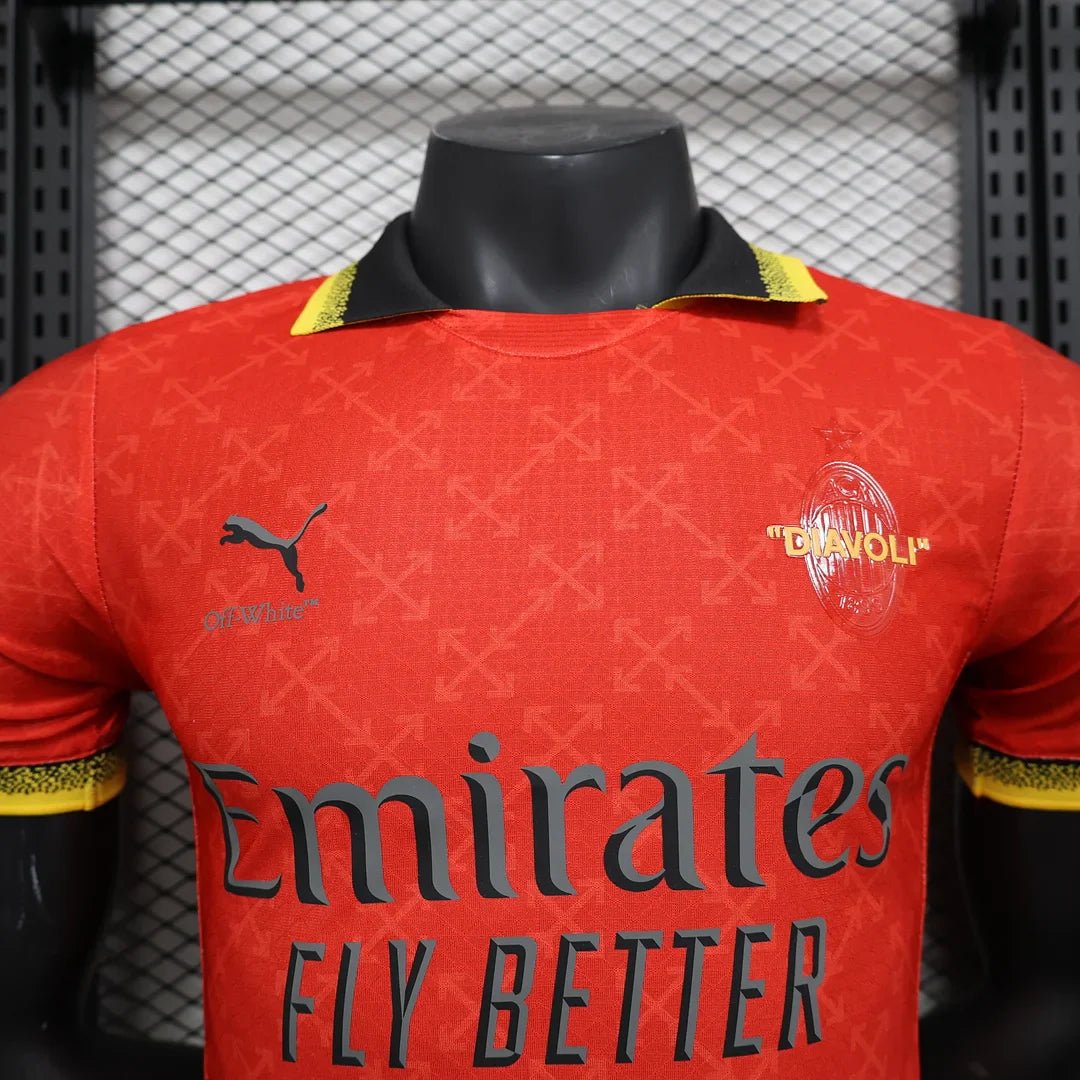 {Style No: 32583} AC Milan x Off White Fourth Red Kit 24/25 - Image 4