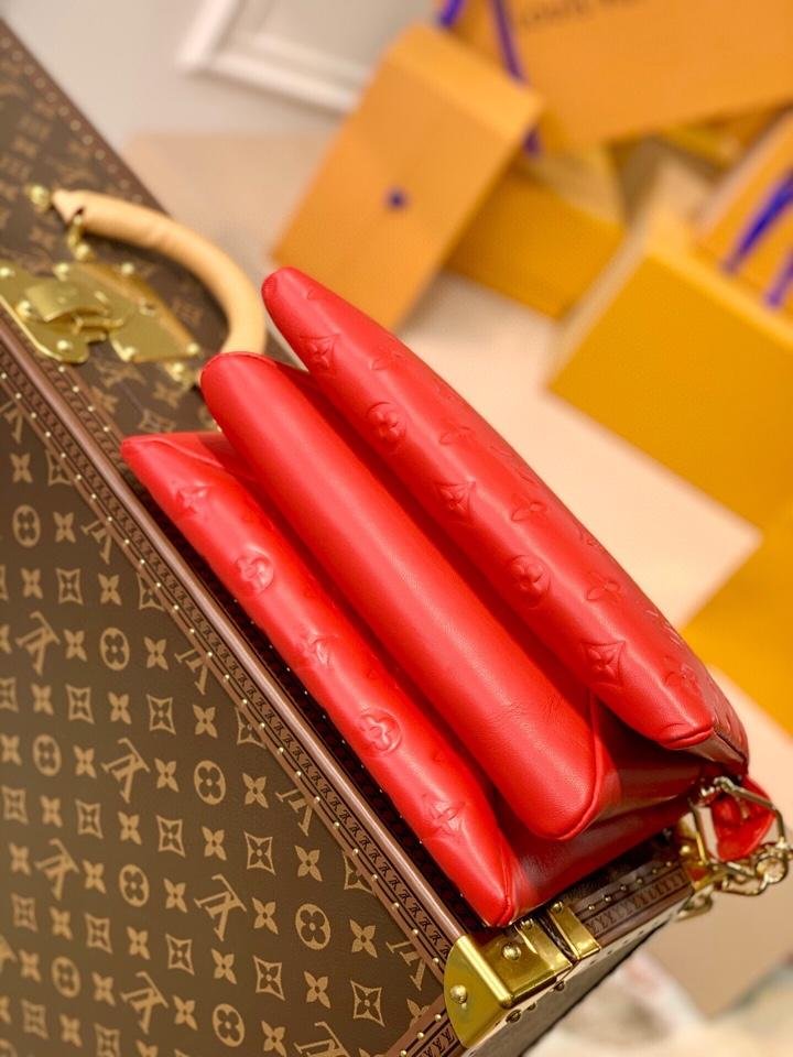 {Style No: 68SZI14L} COUSSIN PM 27 RED MONOGRAM EMBOSSED PUFFY LAMBSKIN - Image 3