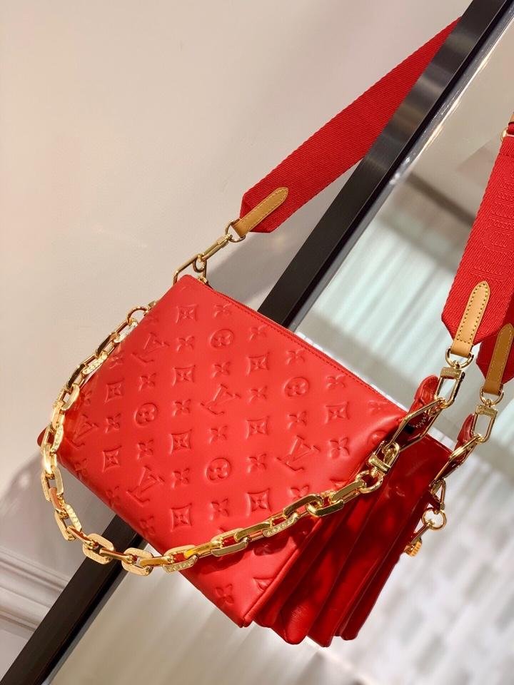 {Style No: 68SZI14L} COUSSIN PM 27 RED MONOGRAM EMBOSSED PUFFY LAMBSKIN - Image 6