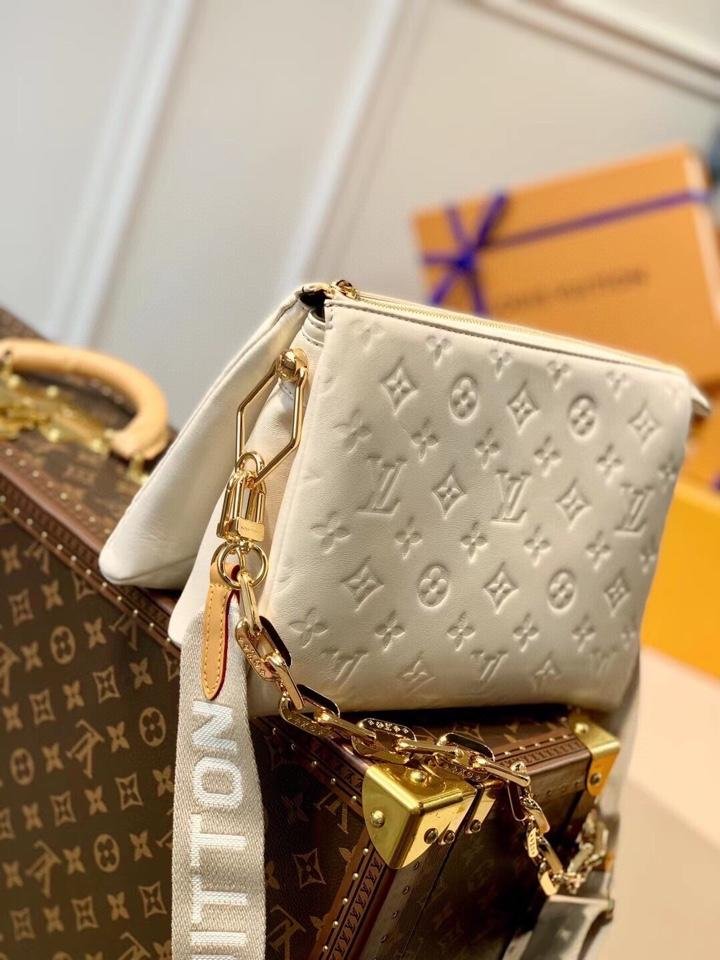 {Style No: 2TTNNDEV} COUSSIN PM 27 CREAM MONOGRAM EMBOSSED PUFFY LAMBSKIN - Image 3