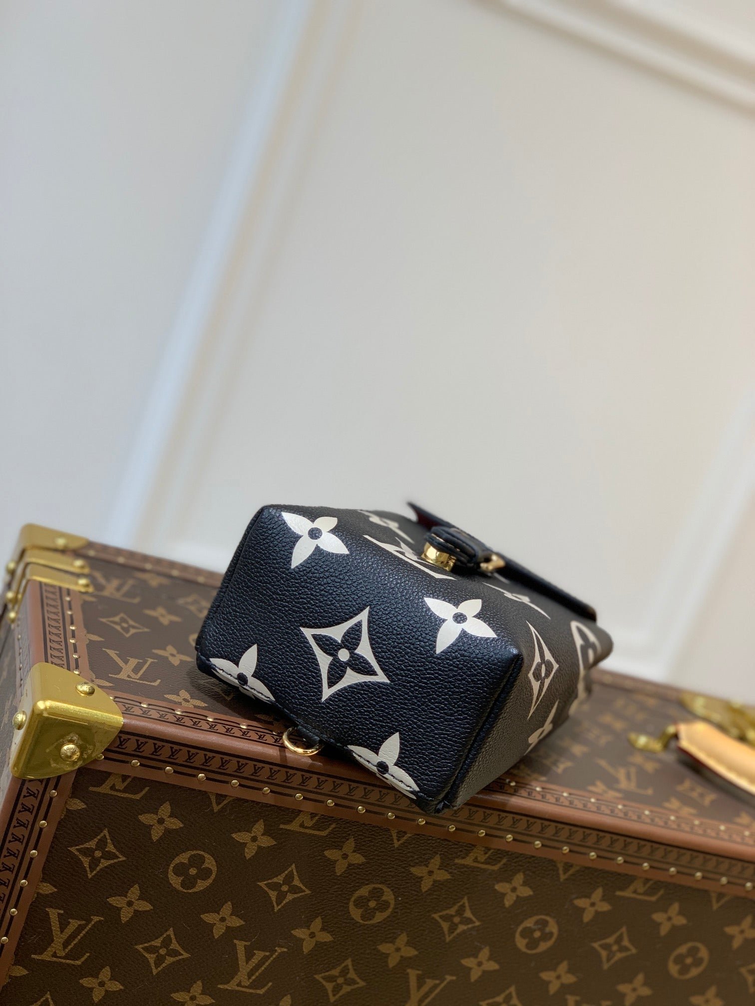 {Style No: J3QGG6YA} TINI BACKPACK BLACK BEIGE MONOGRAM CANVAS - Image 3