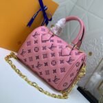 {Style No: 6SHUVB3Y} SPEEDY 22 PINK BLACK MONOGRAM EMBOSSED LAMBSKIN
