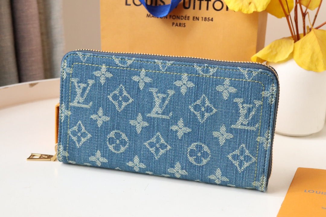 {Style No: 6QEAM2L3} LV MONOGRAM DENIM LEATHER 19CM LONG WALLET - Image 2