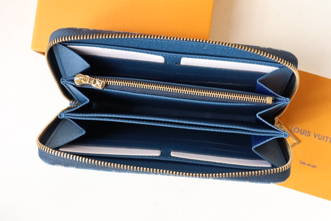 {Style No: 6QEAM2L3} LV MONOGRAM DENIM LEATHER 19CM LONG WALLET - Image 6