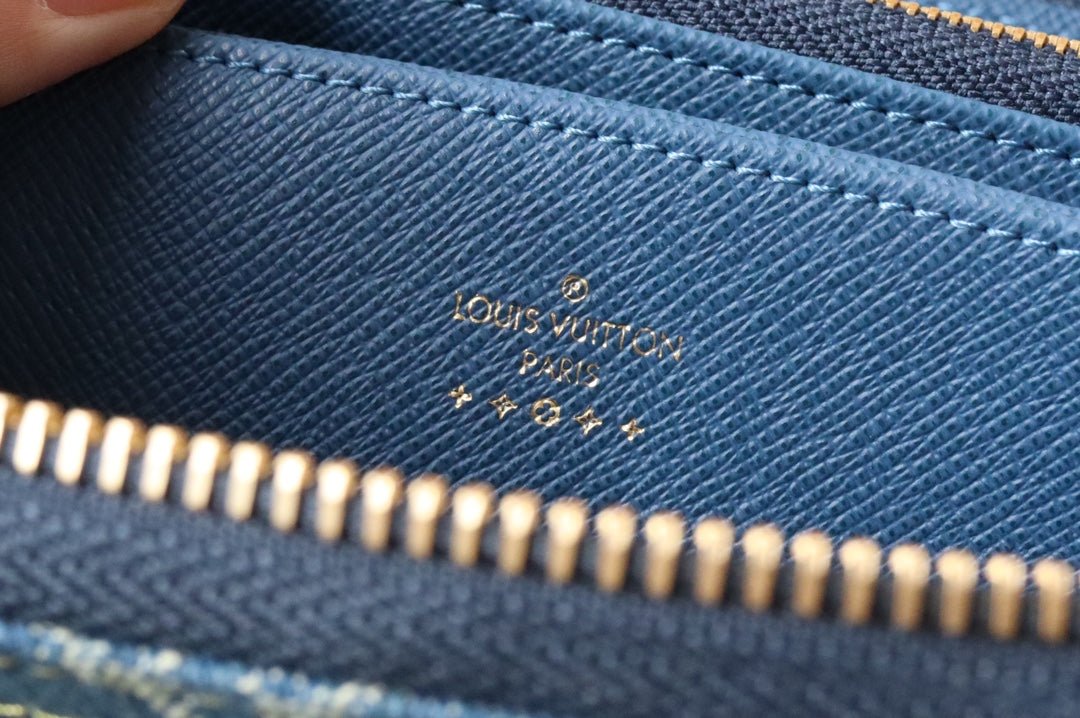 {Style No: 6QEAM2L3} LV MONOGRAM DENIM LEATHER 19CM LONG WALLET - Image 8