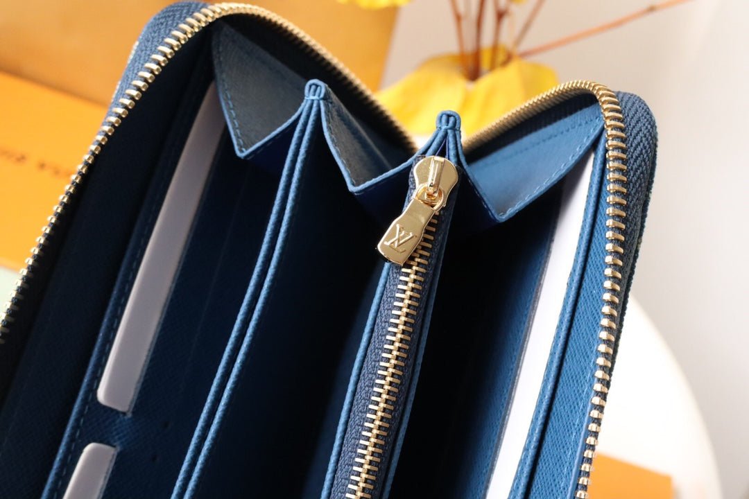 {Style No: 6QEAM2L3} LV MONOGRAM DENIM LEATHER 19CM LONG WALLET - Image 9