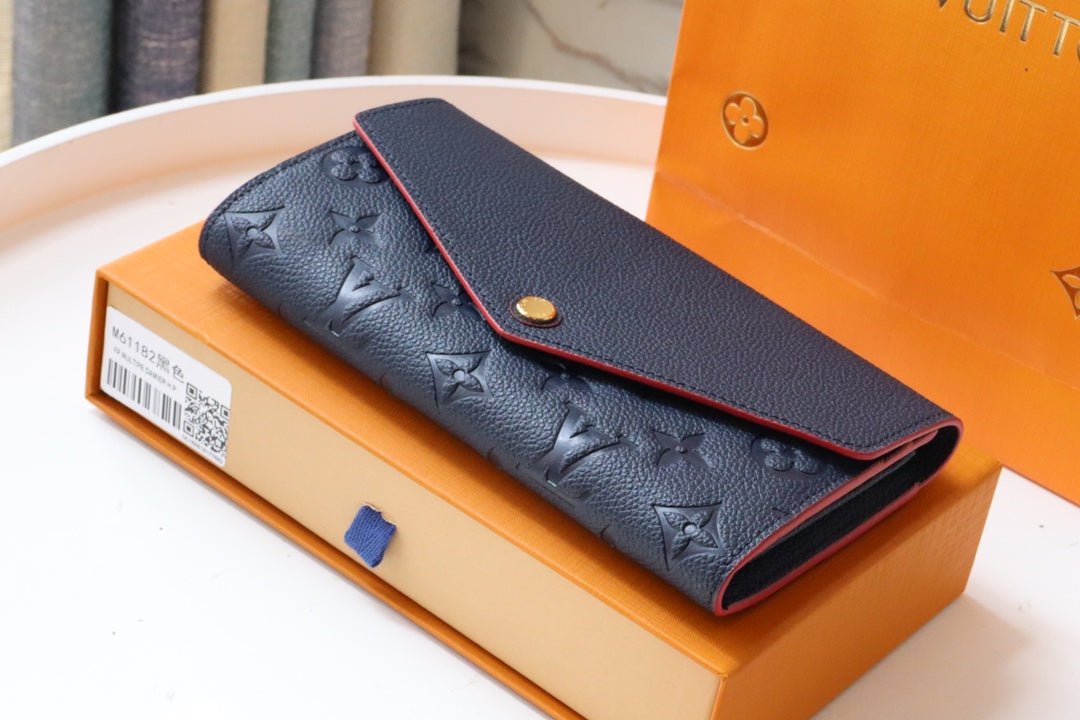 {Style No: SV2LRDHZ} LV SARAH WALLET MONOGRAM EMPREINTE LEATHER 19CM BLACK RED - Image 4