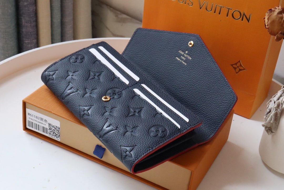 {Style No: SV2LRDHZ} LV SARAH WALLET MONOGRAM EMPREINTE LEATHER 19CM BLACK RED - Image 6