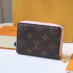 {Style No: Y6T7XP3Q} LOU WALLET 11.5CM BROWN PINK MONOGRAM CANVAS