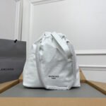 {Style No: MCDEHEWP} CRUSH SMALL TOTE BAG 27 IN WHITE CRUSHED CALFSKIN SILVER HARDWARE