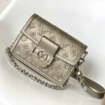 {Style No: GPHOSAES} LV 25S MINI DAUPHINE BAG 20 IN BEIGE GRAY MOONOGRAM CALFSKIN SHIMMERING METALLIC GOLD