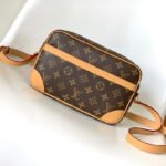 {Style No: OKO9GQSG} TROCADERO MINI MESSENGER BAG 23 IN BEIGE AND BROWN MONOGRAM COATED CANVAS
