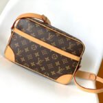 {Style No: PYUCJKHF} TROCADERO MEDIUM MESSENGER BAG 27 IN BEIGE AND BROWN MONOGRAM COATED CANVAS