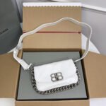 {Style No: DT31NCAT} BB SOFT FLAP BAG 24 IN WHITE PEACH CALFSKIN SILVER HARDWARE