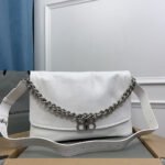 {Style No: 3W7XTTMB} BB SOFT FLAP BAG 36 IN WHITE PEACH CALFSKIN SILVER HARDWARE