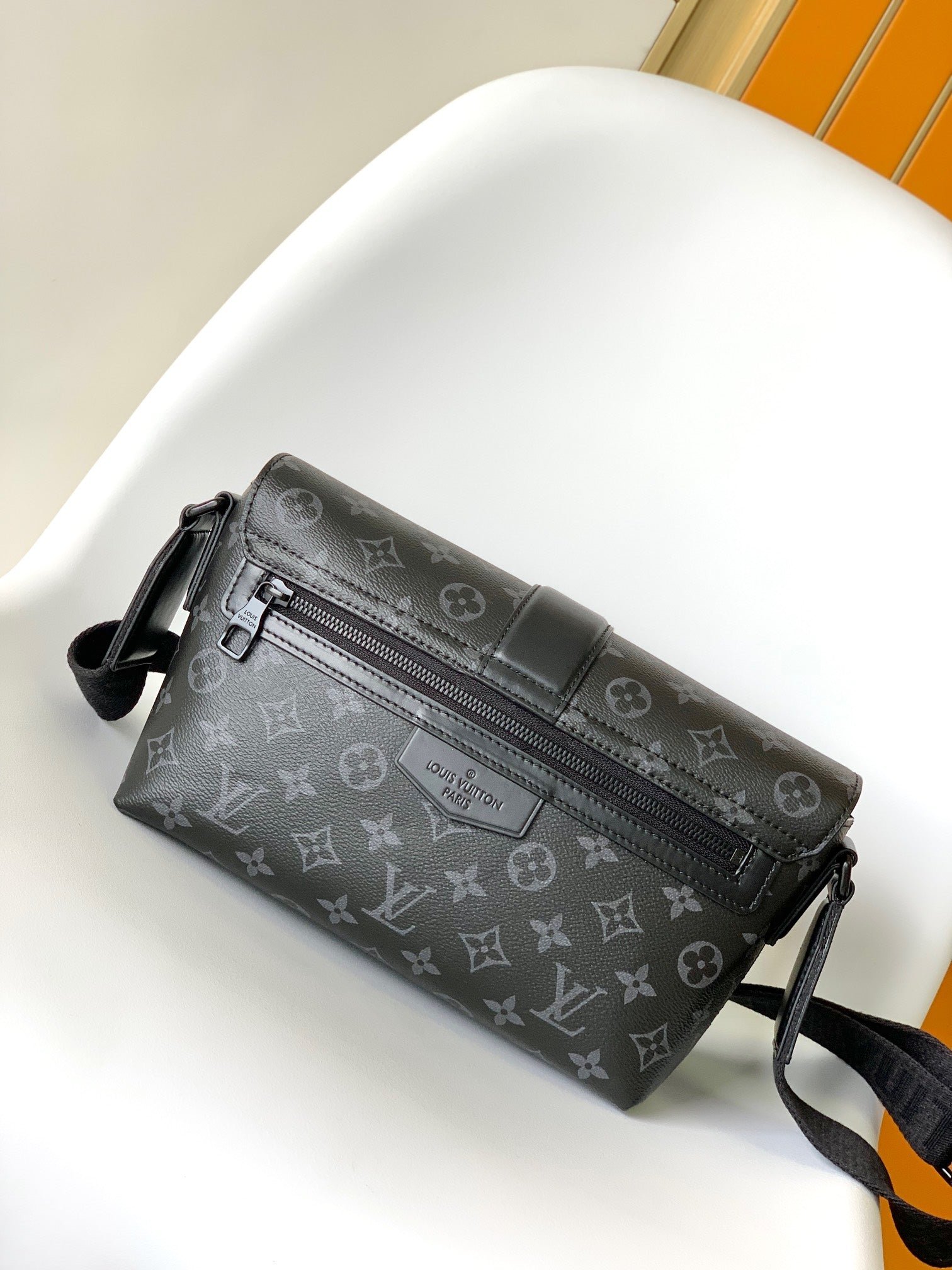 {Style No: DEZRM7RX} S-CAPE MESSENGER BAG 28 IN BLACK MONOGRAM ECLIPSE CANVAS - Image 6