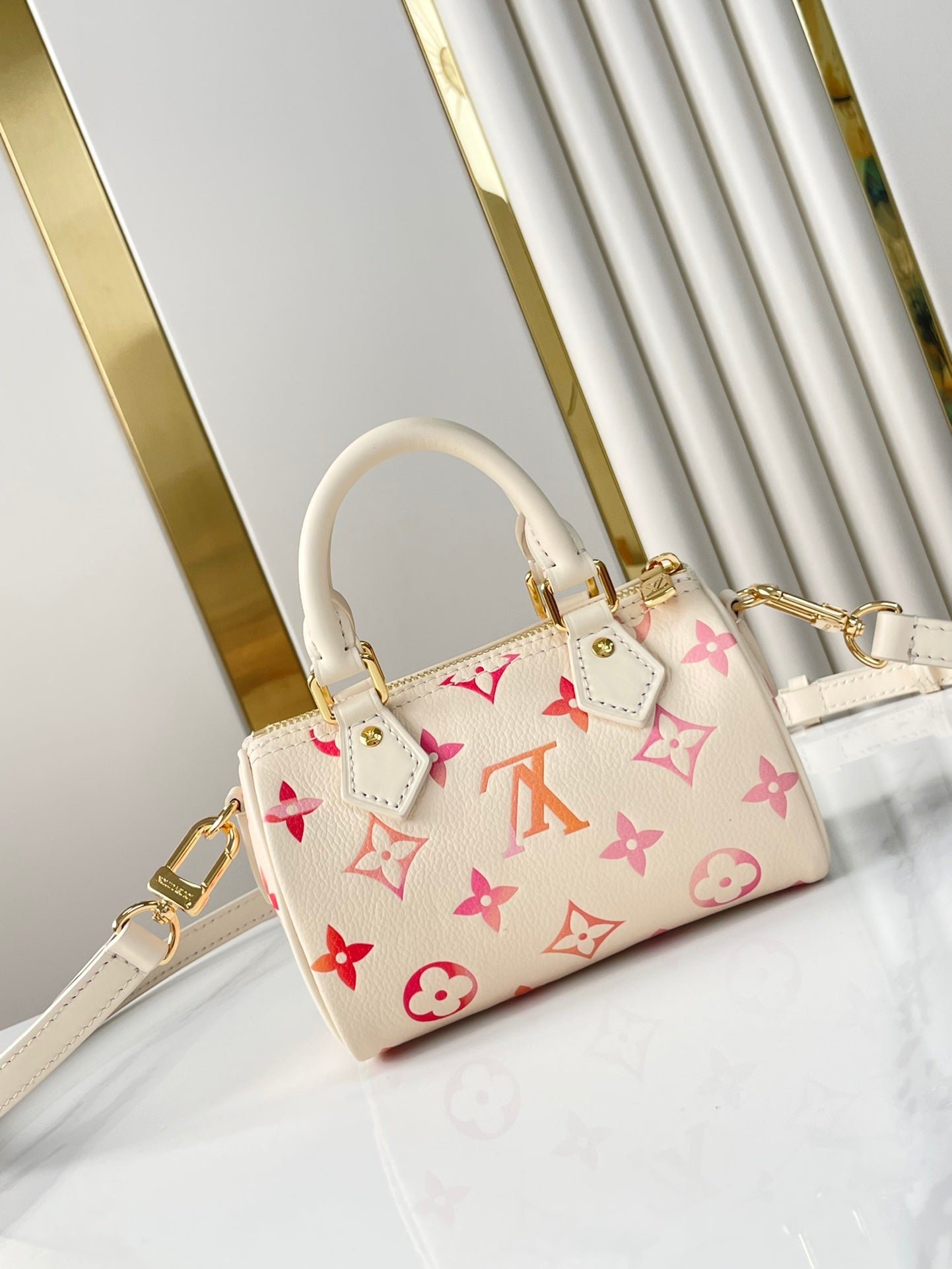 {Style No: D29NC5TL} NANO SPEEDY 16 IN SUNRISE AQUARELLE MONOGRAM EMPREINTE LEATHER - Image 6