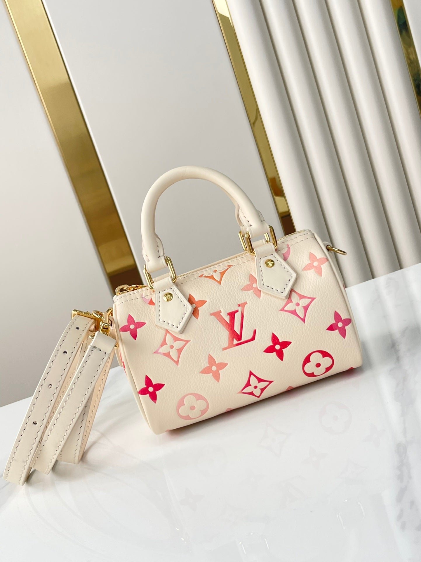{Style No: D29NC5TL} NANO SPEEDY 16 IN SUNRISE AQUARELLE MONOGRAM EMPREINTE LEATHER - Image 8