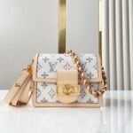 {Style No: NON5DJEG} DAUPHINE MINI 20 IN WHITE MONOGRAM JACQUARD FABRIC GOLD HARDWARE