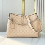 {Style No: RTCF47GN} HAND IT ALL MM 32 IN CREAM MONOGRAM PERFORATE CALFSKIN SILVER HARDWARE