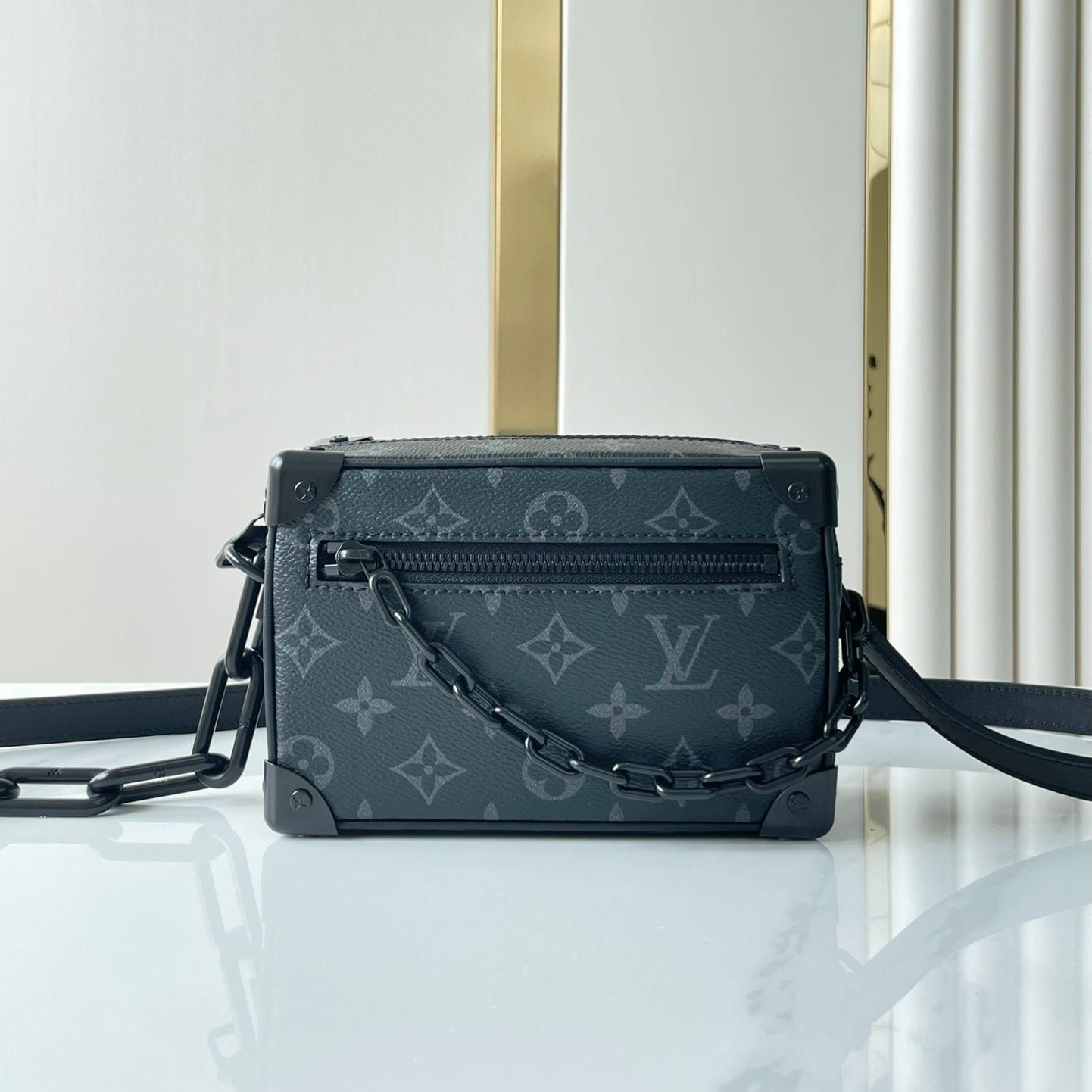 {Style No: O1W8FWNT} MINI SOFT TRUNK 18 IN GUN METAL MONOGRAM ECLIPSE CANVAS