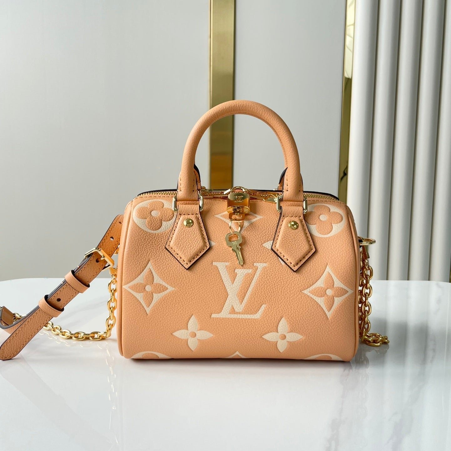 {Style No: 4JR8G9MS} SPEEDY BANDOULIÈRE 20 IN ARIZONA CREAM MONOGRAM EMPREINTE LEATHER