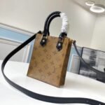 {Style No: W5923J1K} LV PETIT SAC PLAT MONOGRAM COATED CANVAS