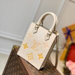 {Style No: T1FJBAYJ} LV PETIT SAC PLAT CREAM MONOGRAM EMPREINTE COWHIDE LEATHER