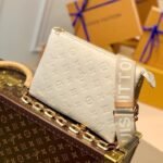 {Style No: 2TTNNDEV} COUSSIN PM 27 CREAM MONOGRAM EMBOSSED PUFFY LAMBSKIN