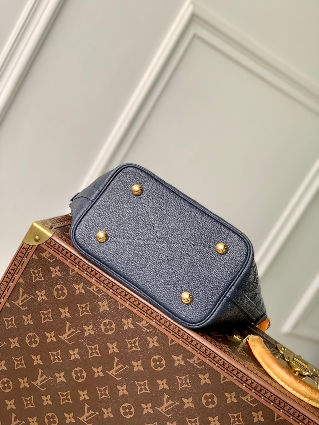 {Style No: GT912D4F} BLOSSOM PM 20 IN DARK BLUE MONOGRAM PERFORATED CALFSKIN - Image 5
