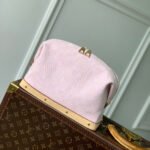 {Style No: DWBJ4228} COSMETIC POUCH 27 IN PINK MONOGRAM DENIM GOLD HARDWARE