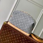 {Style No: BMNN3WMZ} COSMETIC POUCH 27 IN GREY MONOGRAM DENIM GOLD HARDWARE