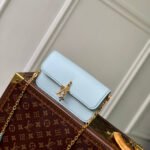 {Style No: ZXV5PATZ} WALLET ON CHAIN BLOOM 20 IN AZUR BLUE CALFSKIN