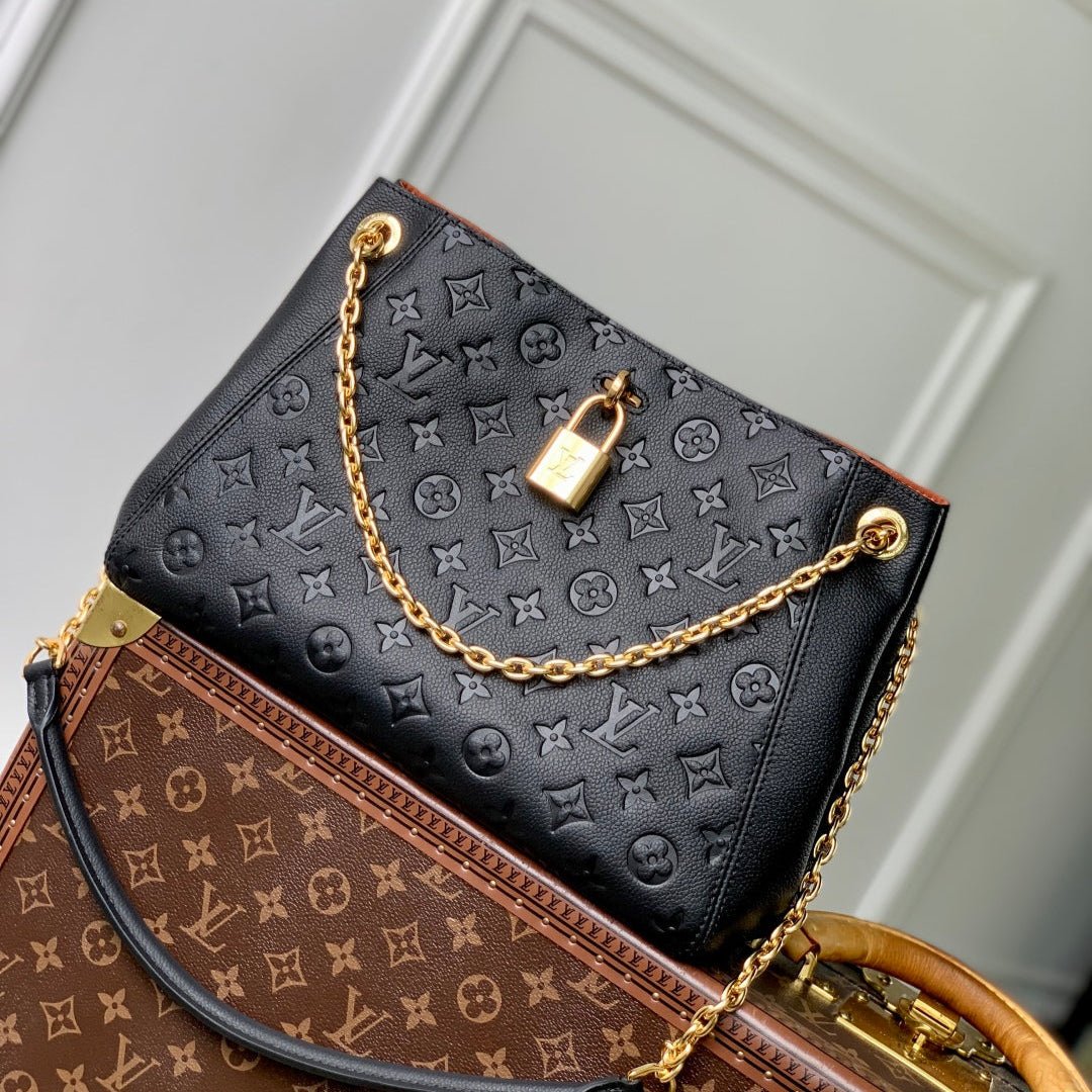 {Style No: T4H2QUIK} ANYTIME PM 34 IN BLACK MONOGRAM EMPREINTE CALFSKIN