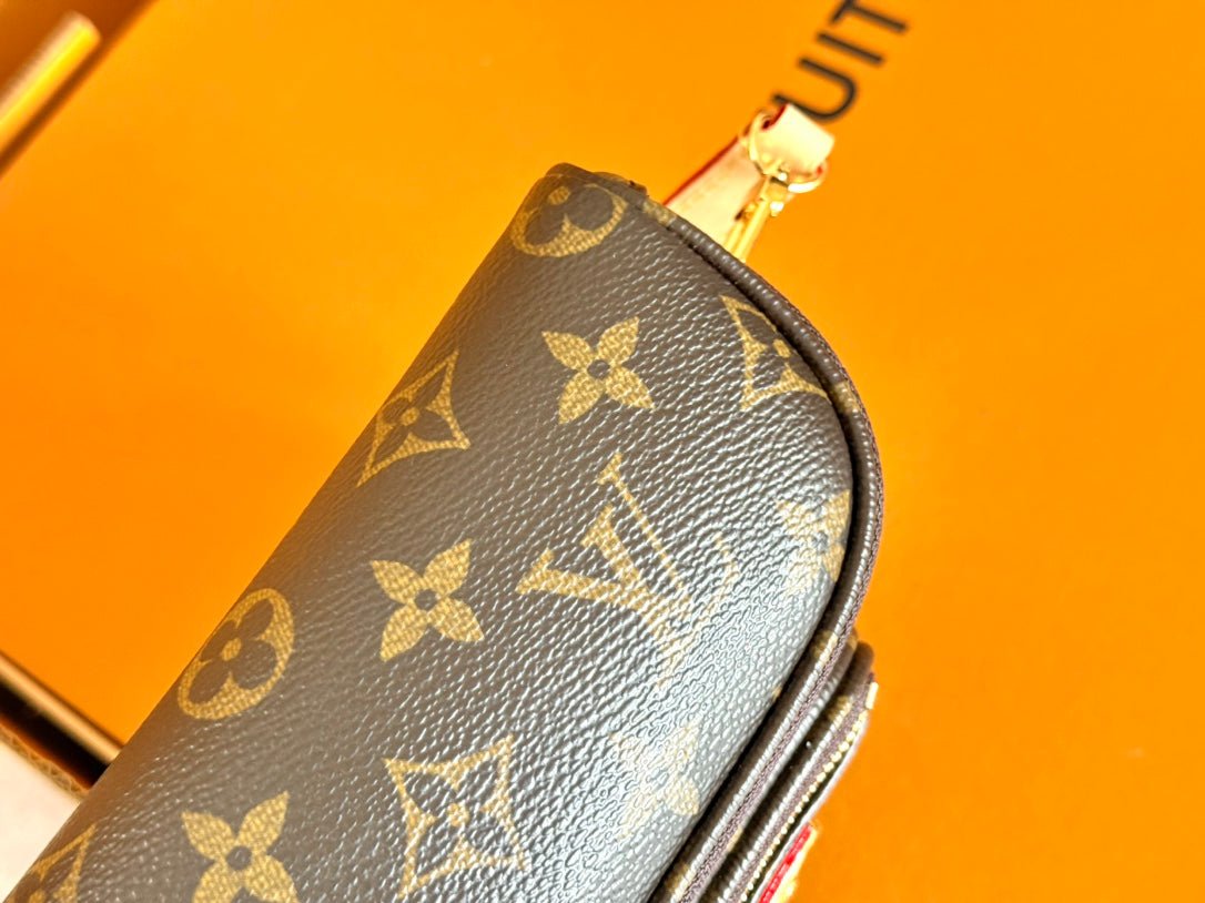 {Style No: DI5ZGY4Q} LV 25S MINI BUMBAG 17 IN BROWN CANVAS MONOGRAM CHERRY PRINT GOLD HARDWARE - Image 9