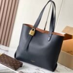 {Style No: A49N1ZLI} LOW KEY CABAS 47 IN BLACK GRAINED CALFSKIN GOLD BUCKLE