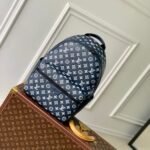 {Style No: 2EIWM59P} DISCOVERY PM BACKPACK 38 IN NAVY BLUE LAMBSKIN WHITE MONOGRAM LOGO