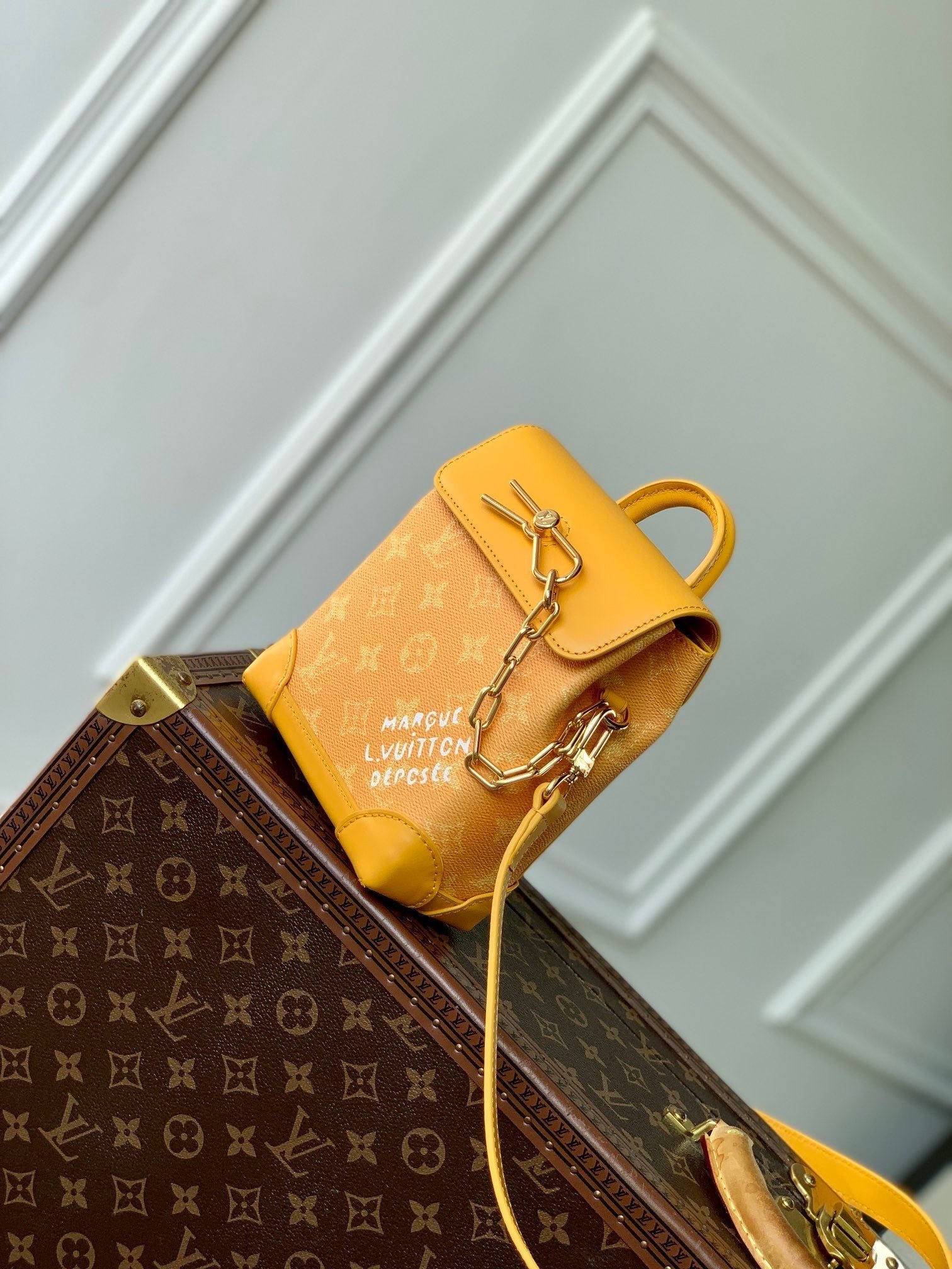 {Style No: S973S8TU} STEAMER 18 IN PEPPER ORANGE MONOGRAM HERITAGE CANVAS GOLD HARDWARE - Image 3
