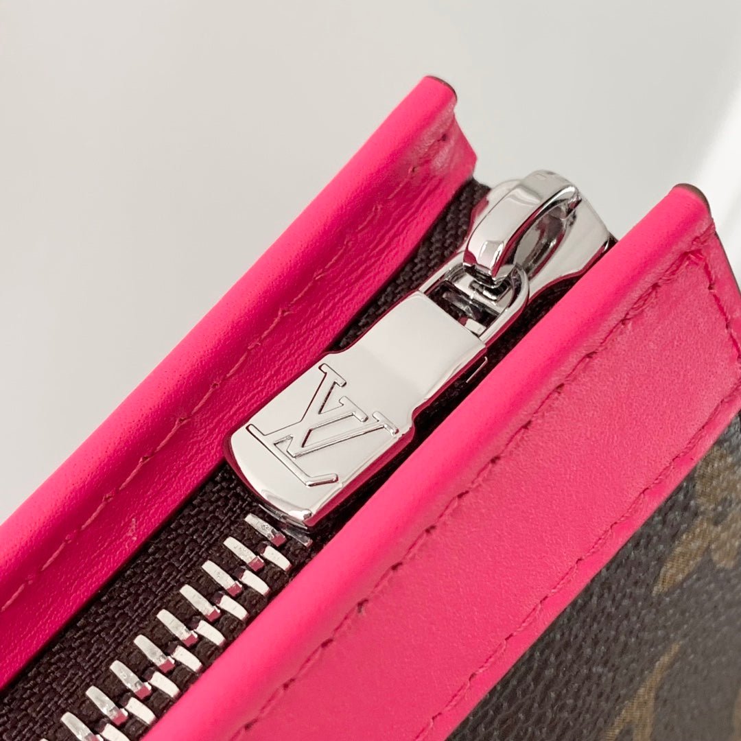 {Style No: ICMAT19R} GASTON WEARABLE WALLET 18 IN BROWN MONOGRAM CANVAS MIX PINK CALFSKIN - Image 2