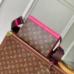 {Style No: ICMAT19R} GASTON WEARABLE WALLET 18 IN BROWN MONOGRAM CANVAS MIX PINK CALFSKIN
