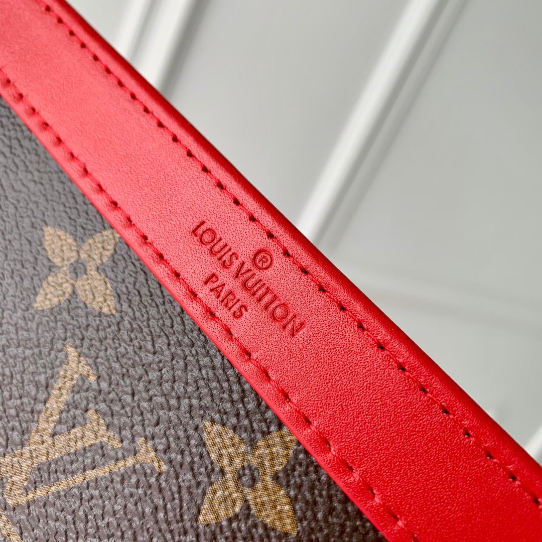 {Style No: ZOP1D1RC} GASTON WEARABLE WALLET 18 IN BROWN MONOGRAM CANVAS MIX RED CALFSKIN - Image 3