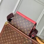 {Style No: ZOP1D1RC} GASTON WEARABLE WALLET 18 IN BROWN MONOGRAM CANVAS MIX RED CALFSKIN