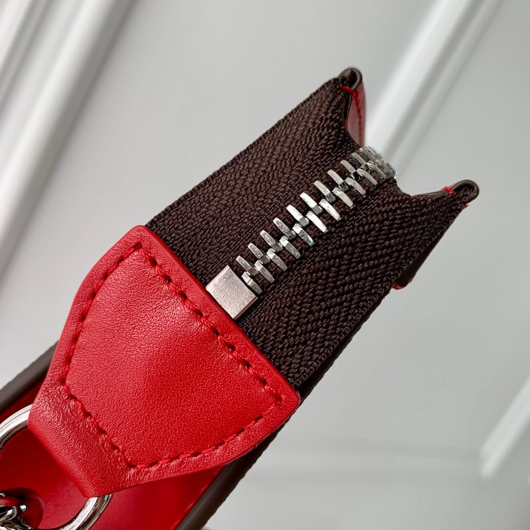{Style No: ZOP1D1RC} GASTON WEARABLE WALLET 18 IN BROWN MONOGRAM CANVAS MIX RED CALFSKIN - Image 9
