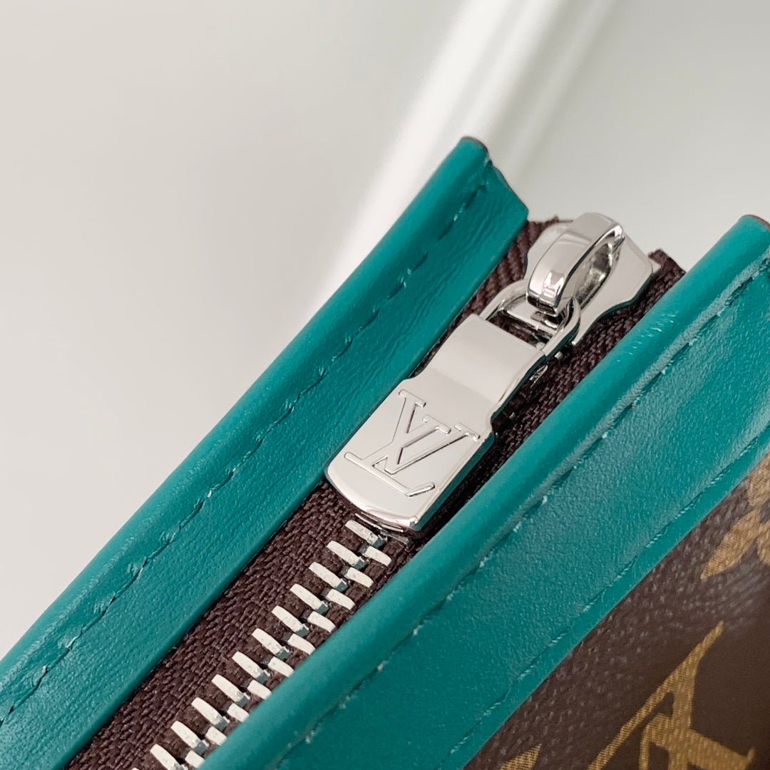 {Style No: AL915S4V} GASTON WEARABLE WALLET 18 IN BROWN MONOGRAM CANVAS MIX GREEN CALFSKIN - Image 5