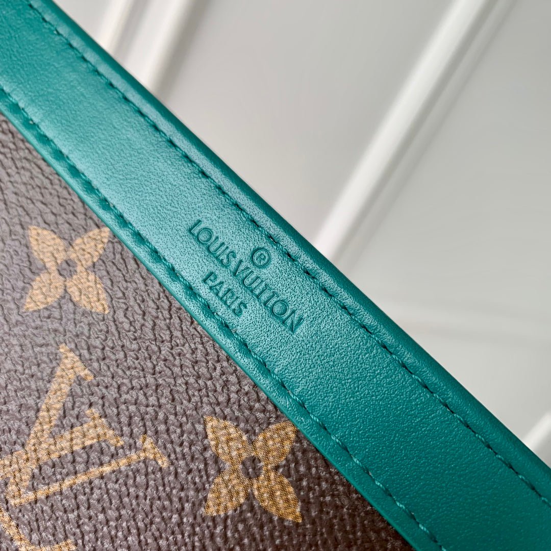 {Style No: AL915S4V} GASTON WEARABLE WALLET 18 IN BROWN MONOGRAM CANVAS MIX GREEN CALFSKIN - Image 7