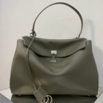 {Style No: MHG8O4EO} RODEO LARGE BAG 40 IN KHAKI GREEN SMOOTH CALFSKIN SILVER HARDWARE