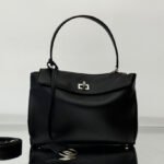 {Style No: FMITVZVB} RODEO SMALL BAG 29 IN BLACK SMOOTH CALFSKIN SILVER HARDWARE