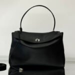 {Style No: KKJC6PZ6} RODEO LARGE BAG 40 IN BLACK SMOOTH CALFSKIN SILVER HARDWARE